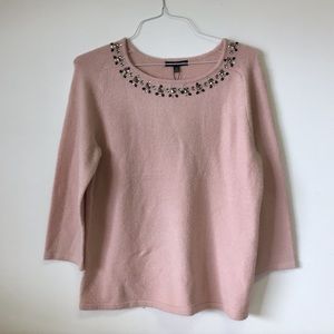 Cable and Gauge Embellished Blush Sweater Sz L